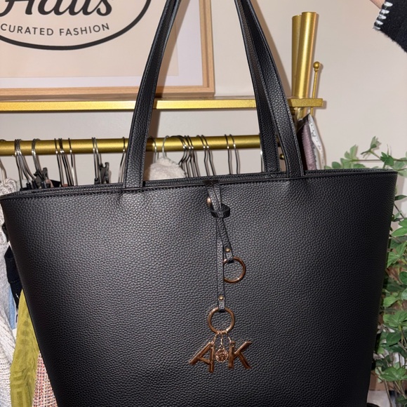 Anne Klein Black Tote with Gold Bag Charms - Picture 3 of 9